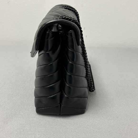 Saint Laurent Loulou Medium YSL Shoulder Bag Quilted Leather Black Designer - Picture 7 of 16